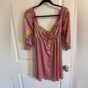 Show Me Your Mumu rainbow metallic mini dress L